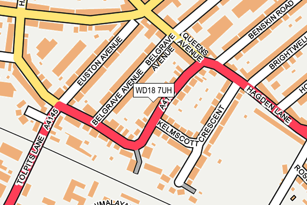 WD18 7UH map - OS OpenMap – Local (Ordnance Survey)