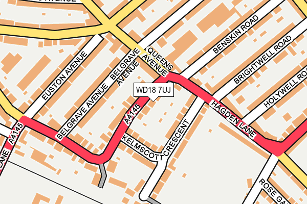 WD18 7UJ map - OS OpenMap – Local (Ordnance Survey)