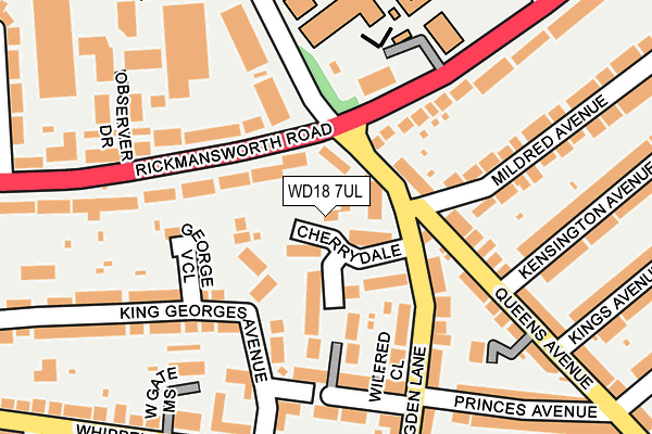 WD18 7UL map - OS OpenMap – Local (Ordnance Survey)