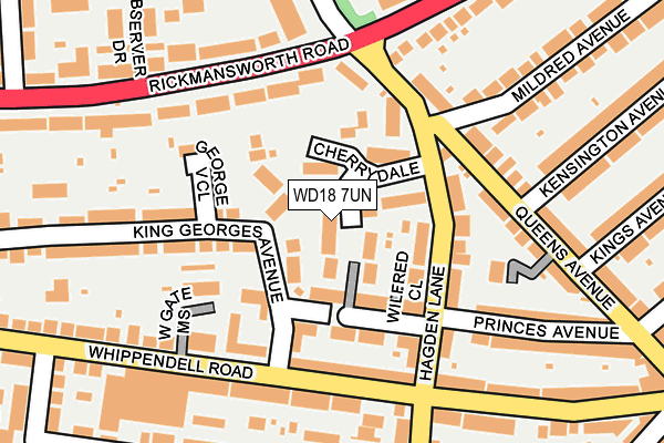 WD18 7UN map - OS OpenMap – Local (Ordnance Survey)