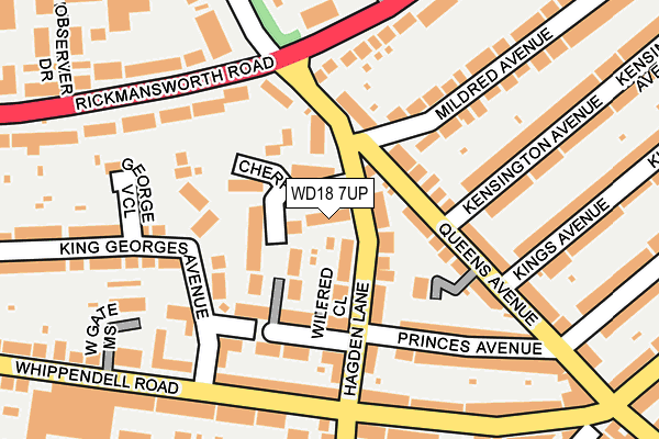 WD18 7UP map - OS OpenMap – Local (Ordnance Survey)