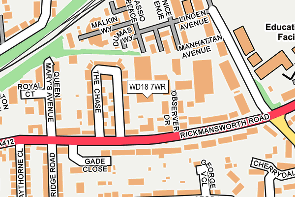 WD18 7WR map - OS OpenMap – Local (Ordnance Survey)