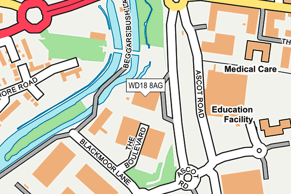WD18 8AG map - OS OpenMap – Local (Ordnance Survey)