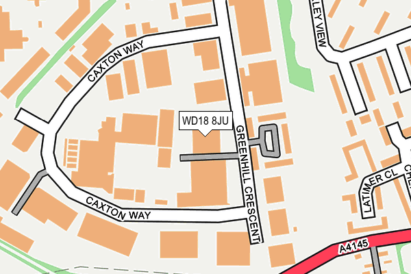 WD18 8JU map - OS OpenMap – Local (Ordnance Survey)