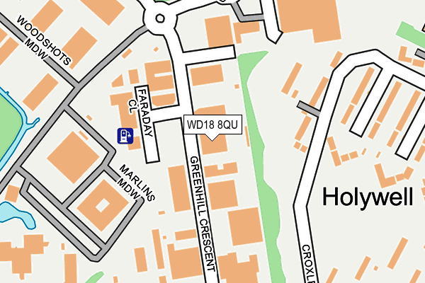 WD18 8QU map - OS OpenMap – Local (Ordnance Survey)