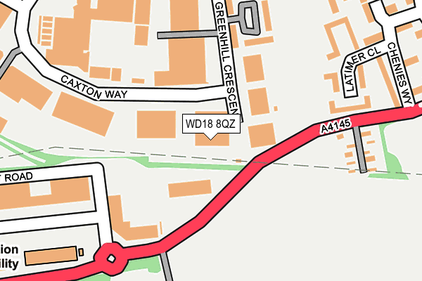 WD18 8QZ map - OS OpenMap – Local (Ordnance Survey)