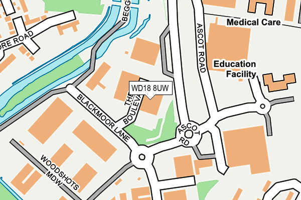 WD18 8UW map - OS OpenMap – Local (Ordnance Survey)