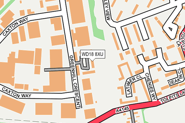 WD18 8XU map - OS OpenMap – Local (Ordnance Survey)