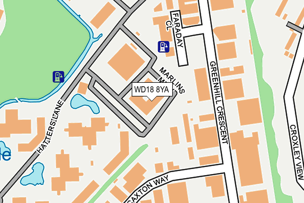 WD18 8YA map - OS OpenMap – Local (Ordnance Survey)