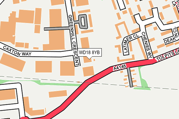 WD18 8YB map - OS OpenMap – Local (Ordnance Survey)