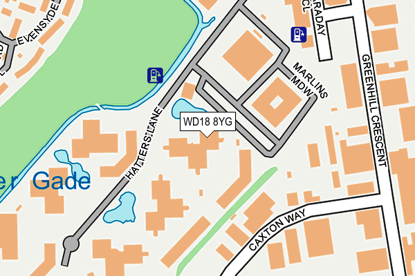 WD18 8YG map - OS OpenMap – Local (Ordnance Survey)