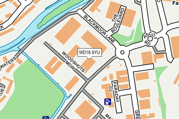 WD18 8YU map - OS OpenMap – Local (Ordnance Survey)
