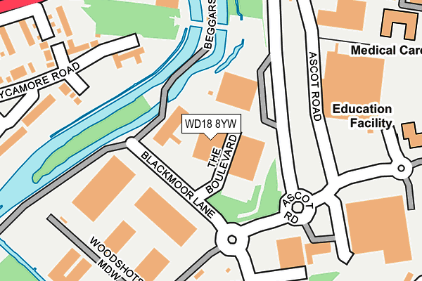 WD18 8YW map - OS OpenMap – Local (Ordnance Survey)