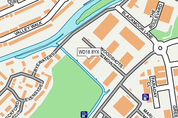 WD18 8YX map - OS OpenMap – Local (Ordnance Survey)