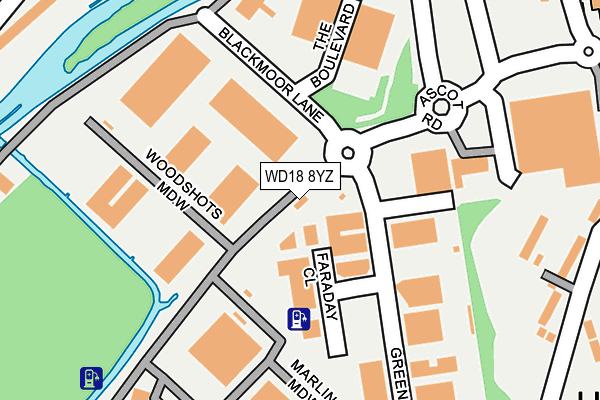 WD18 8YZ map - OS OpenMap – Local (Ordnance Survey)