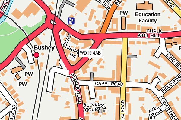 WD19 4AB map - OS OpenMap – Local (Ordnance Survey)