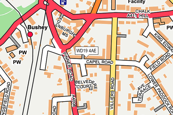 WD19 4AE map - OS OpenMap – Local (Ordnance Survey)