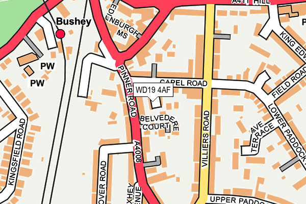 WD19 4AF map - OS OpenMap – Local (Ordnance Survey)