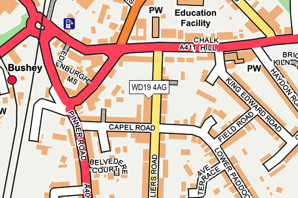 WD19 4AG map - OS OpenMap – Local (Ordnance Survey)