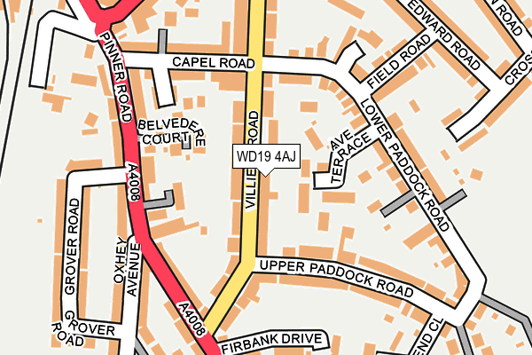 WD19 4AJ map - OS OpenMap – Local (Ordnance Survey)