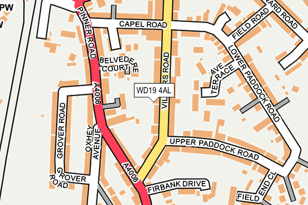 WD19 4AL map - OS OpenMap – Local (Ordnance Survey)