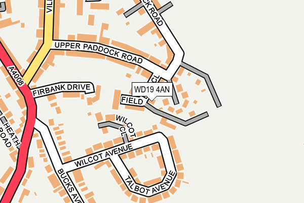 WD19 4AN map - OS OpenMap – Local (Ordnance Survey)