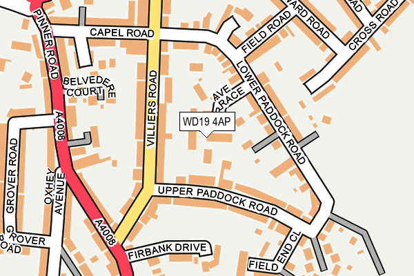 WD19 4AP map - OS OpenMap – Local (Ordnance Survey)