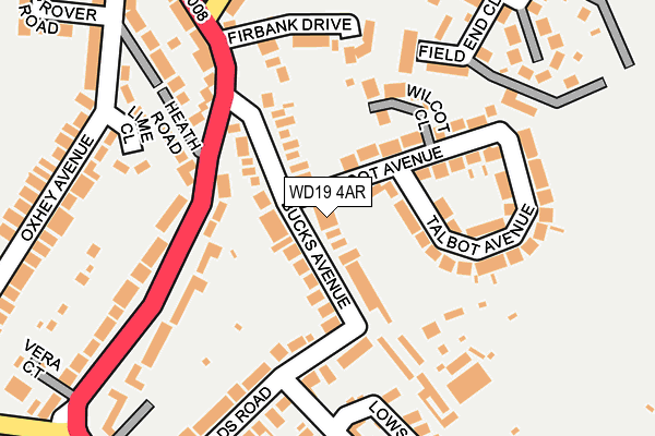 WD19 4AR map - OS OpenMap – Local (Ordnance Survey)