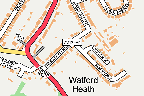 WD19 4AY map - OS OpenMap – Local (Ordnance Survey)