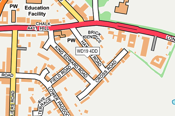 WD19 4DD map - OS OpenMap – Local (Ordnance Survey)