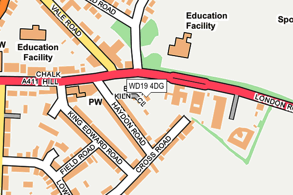 WD19 4DG map - OS OpenMap – Local (Ordnance Survey)