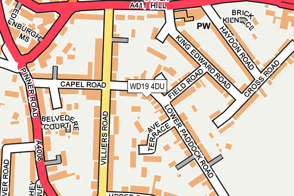 WD19 4DU map - OS OpenMap – Local (Ordnance Survey)