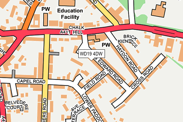 WD19 4DW map - OS OpenMap – Local (Ordnance Survey)