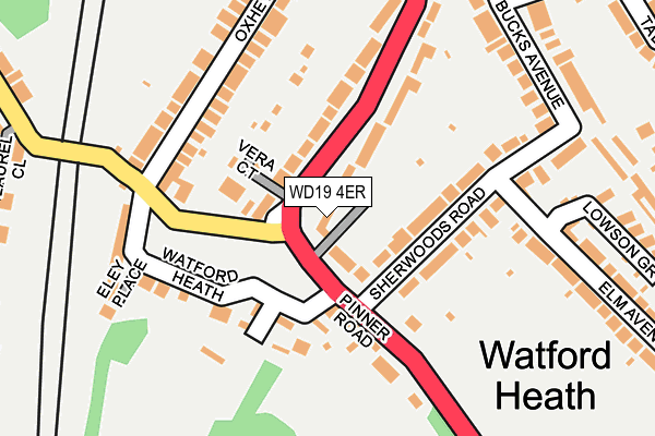 WD19 4ER map - OS OpenMap – Local (Ordnance Survey)
