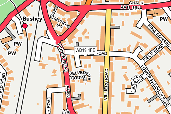 WD19 4FE map - OS OpenMap – Local (Ordnance Survey)
