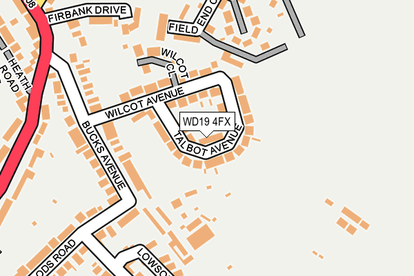 WD19 4FX map - OS OpenMap – Local (Ordnance Survey)