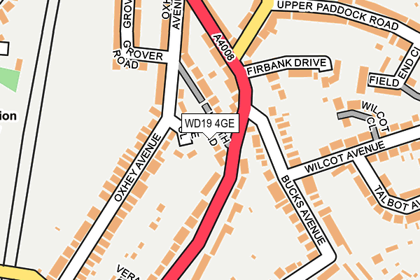 WD19 4GE map - OS OpenMap – Local (Ordnance Survey)