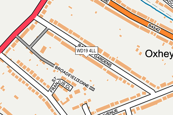 WD19 4LL map - OS OpenMap – Local (Ordnance Survey)