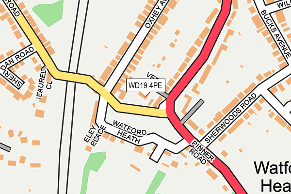 WD19 4PE map - OS OpenMap – Local (Ordnance Survey)