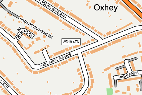 WD19 4TN map - OS OpenMap – Local (Ordnance Survey)