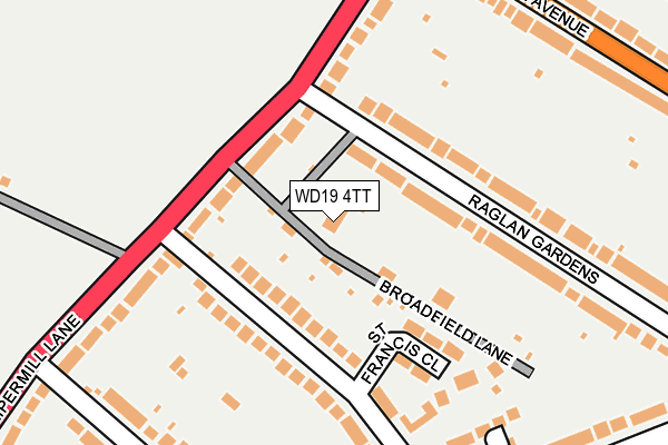 WD19 4TT map - OS OpenMap – Local (Ordnance Survey)