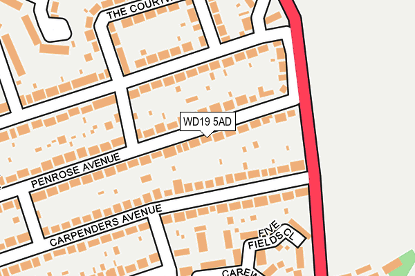 WD19 5AD map - OS OpenMap – Local (Ordnance Survey)