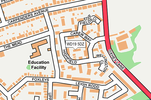 WD19 5DZ map - OS OpenMap – Local (Ordnance Survey)