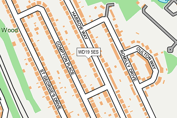 WD19 5ES map - OS OpenMap – Local (Ordnance Survey)