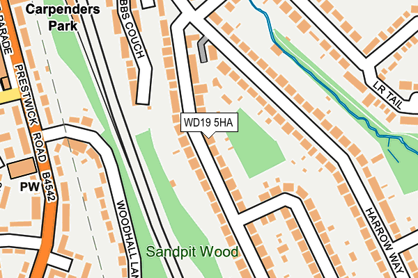 WD19 5HA map - OS OpenMap – Local (Ordnance Survey)