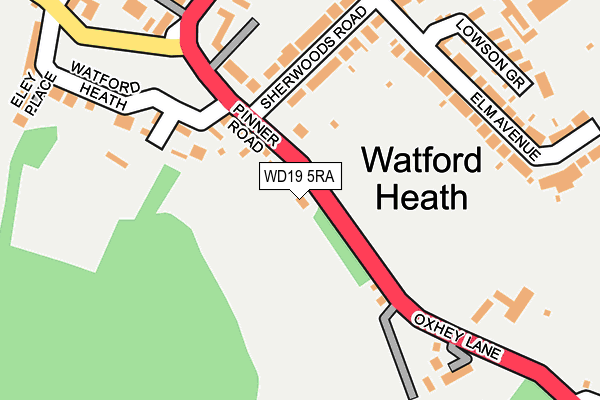 WD19 5RA map - OS OpenMap – Local (Ordnance Survey)