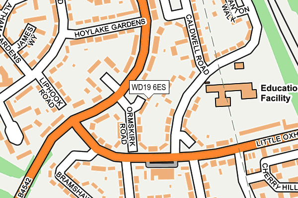 WD19 6ES map - OS OpenMap – Local (Ordnance Survey)
