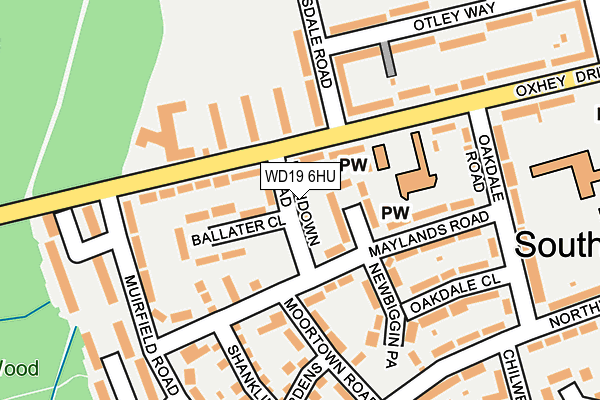 WD19 6HU map - OS OpenMap – Local (Ordnance Survey)