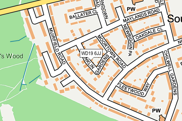 WD19 6JJ map - OS OpenMap – Local (Ordnance Survey)