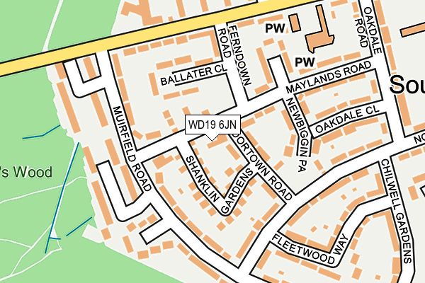 WD19 6JN map - OS OpenMap – Local (Ordnance Survey)
